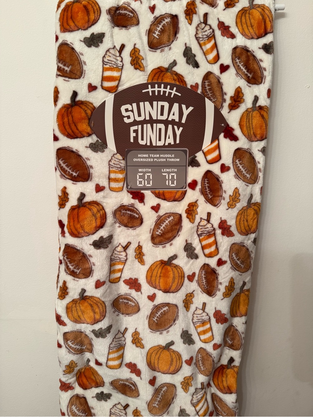 Sunday Funday Football Pumpkin Throw Blanket